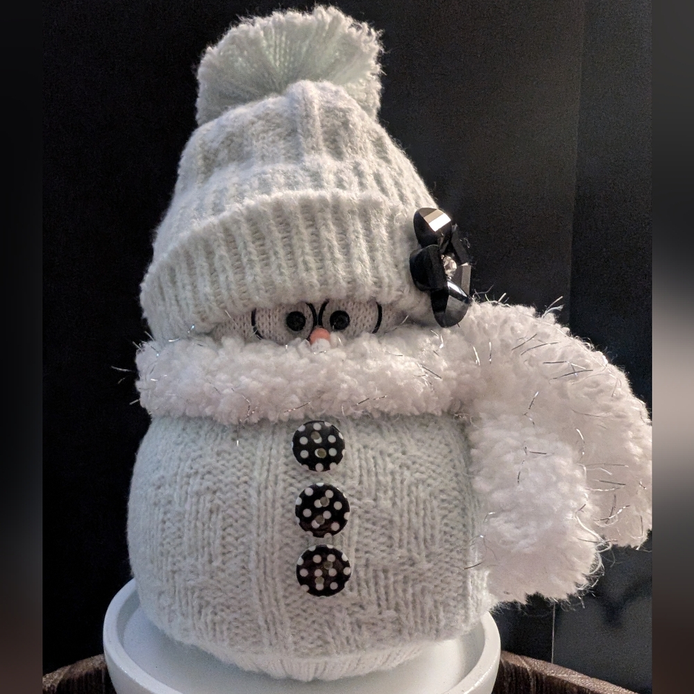 Cozy Baby Blue Snowman with Hat and Scarf
